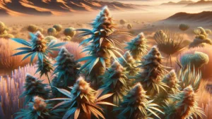 an array of high-quality cannabis flowers with the essence of the Hesperia desert's natural beauty.